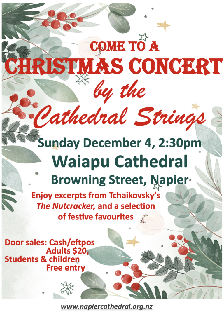 Poster featuring details of the Cathedral Strings concert