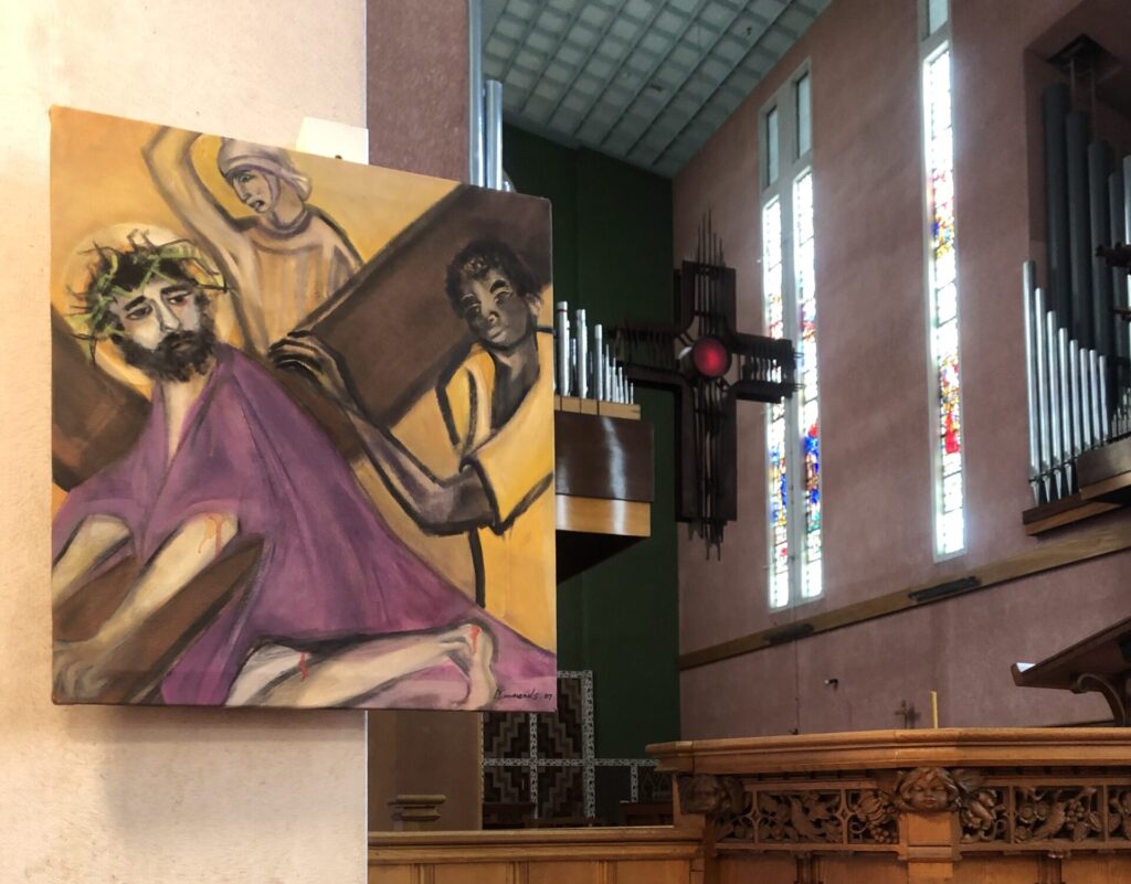 Station of the Cross Christ carrying his Cross