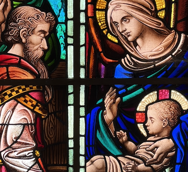 Cathedral window of Mary holding infant Jesus